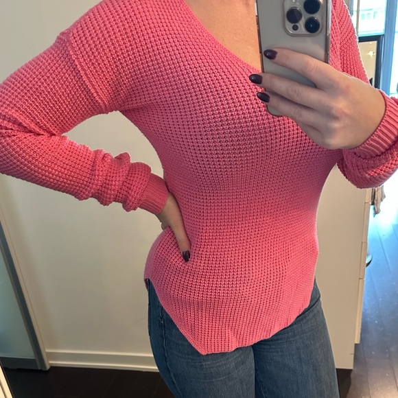 Aritzia Wilfred Free Wolter Sweater Waffle Knit V Neck Merino Wool Size XXS - Picture 2 of 5